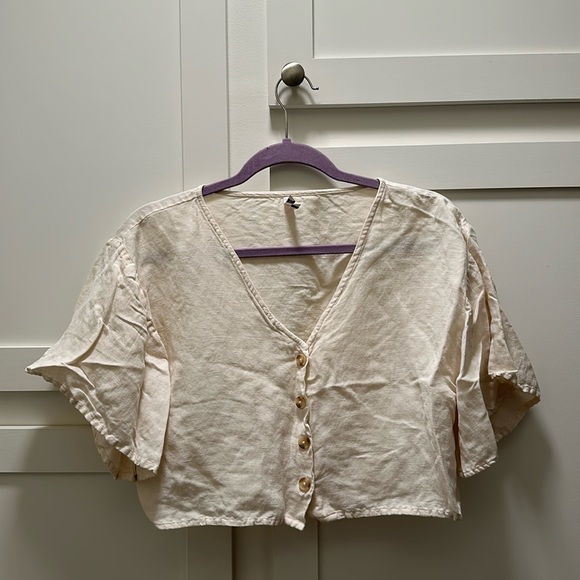 Amuse Society Linen cropped shirt - Picture 1 of 3